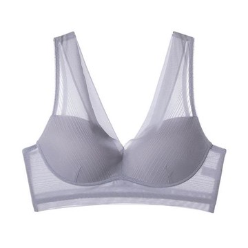 超薄款全蕾絲固定雙肩帶背心式無鋼圈文胸聚攏大罩杯胖mm大碼胸罩