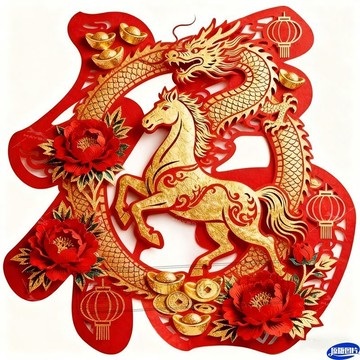 👑臺灣優選🛒新款創意馬年龍馬精神喜慶福字裝飾門貼室內牆面入戶門防水自粘貼GPV