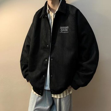 鹿皮絨外套男春秋款美式重磅潮牌衣服春季潮流高級感痞帥休閑夾克