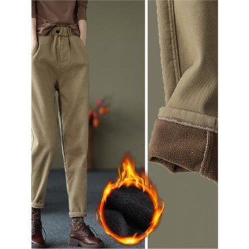 白領哥弟新2024新款秋冬加絨加厚休閑長褲純色松緊腰哈倫褲長褲子