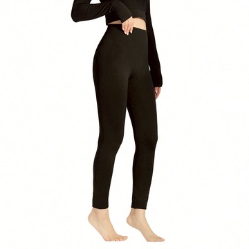 極暖一體成型無縫內裡9分刷毛內搭褲 - M / 黑