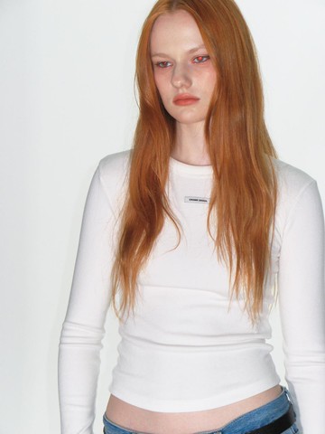 CREW NECK BASIC LONG SLEEVE TOP_WHITE