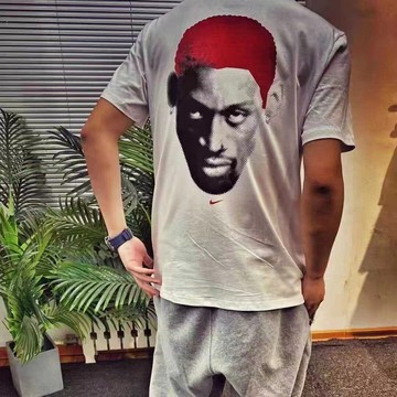 大蟲凝視羅德曼美式T恤男籃球投籃服訓練服純棉短袖運動長袖原創