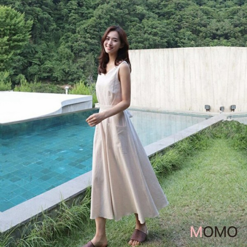 リネンワンピース Vネックノースリーブワンピ ナチュラルワンピ さわやかワンピ 後ろ結び 清楚ワンピワンピカジュアル 大人ファッション アラフィフコーデ 通販 Lineポイント最大0 5 Get Lineショッピング