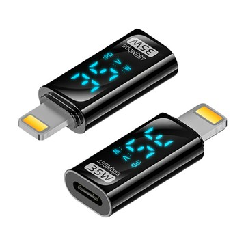 Kamera Type-C(母) 轉 Lightning(公) 數顯 35W 轉接頭 20V/1.75A 充電 傳輸 即時數據顯示