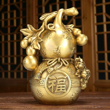 福字招財銅葫蘆擺件純銅家居客廳玄關酒柜電視柜裝飾品全銅工藝