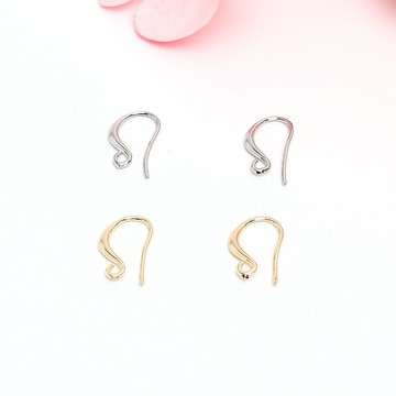 HC--【  10pcs/包】 14k包金耳鉤 diy耳飾配件 韓版簡約百搭耳環光面耳釘飾品材料