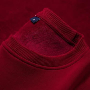 430g重磅酒紅色加絨圓領衛衣女大紅色棗紅色本命年銀狐絨寬松男冬