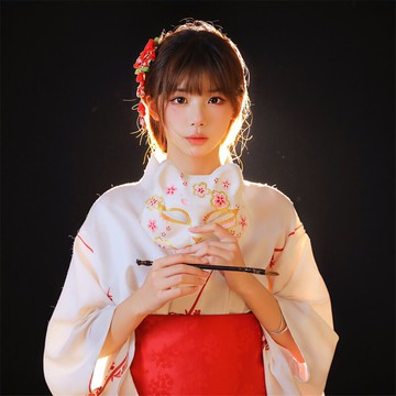 雀可愛神明少女和服日式和風學生寫真藝術傳統櫻花和服拍攝連衣裙