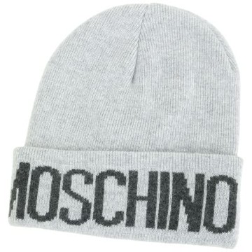 MOSCHINO 新版 字母反摺喀什米爾針織羊毛帽(灰色)