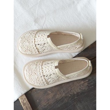 包頭涼鞋女2025年夏季新款鏤空透氣網鞋森系文藝復古平底漁夫鞋女