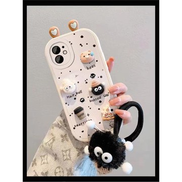 適用蘋果11手機殼iPhone11保護套全包防摔小羊皮愛瘋十一帶手繩高級感硅膠軟殼新款女iPhone11立體餅干流汗熊