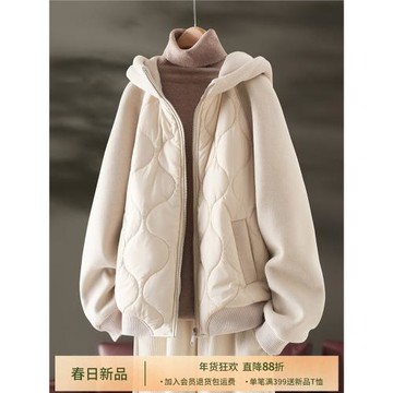 IHIMI海謐加厚連帽棉衣女2025冬季新款棉服棉襖夾棉秋冬加棉外套