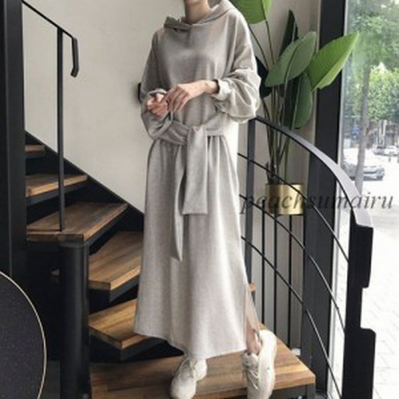 パーカーワンピース ロング丈 秋 ワンピース レディース 長袖 ロングワンピース Aライン 無地 体型カバー お洒落 通勤 旅 30代 40代 通販 Lineポイント最大5 0 Get Lineショッピング