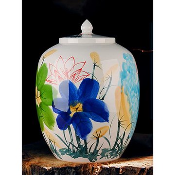 景德鎮陶瓷米缸米桶儲米箱50斤30斤帶蓋密封儲物罐家用防蟲防潮缸