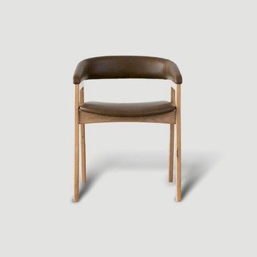 艾禮思扶手皮革餐椅 橡木