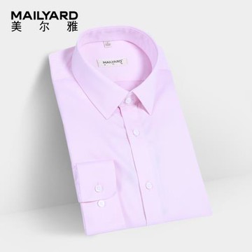 MAILYARD/美爾雅長袖襯衫男 純棉商務男士粉色時尚免燙襯衣  704