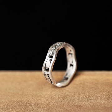 [米蘭精品] 純銀戒指游魚開口戒-鏤空小魚復古簡約七夕情人節生日禮物女飾品74bv30