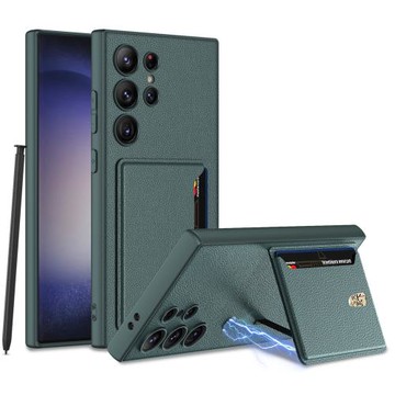 適用三星s25ultra手機殼素皮磁吸卡包超薄全包保護套s24ultra心系天下錢包插卡外殼24碳纖維商務防摔親膚男女