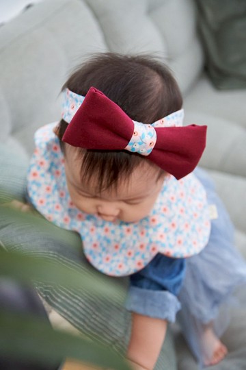 夏日粉花 手作寶寶髮帶 蝴蝶結