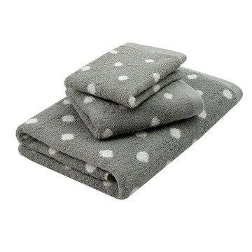 Morino日本認證抗菌防臭花漾圓點方毛浴巾禮盒組(灰)