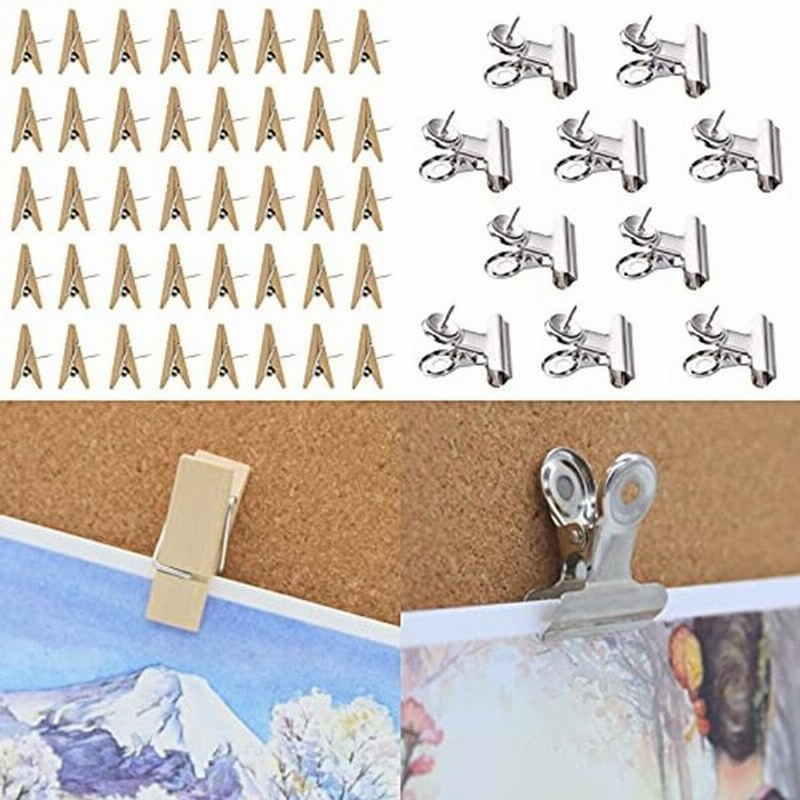 40木製クリップ 画鋲 10個の金属製クリップ 画びょう 収納ケース付き 押しピン おしゃれ コルクボード用フック 掲示板用 ポスター 写真 通販 Lineポイント最大0 5 Get Lineショッピング