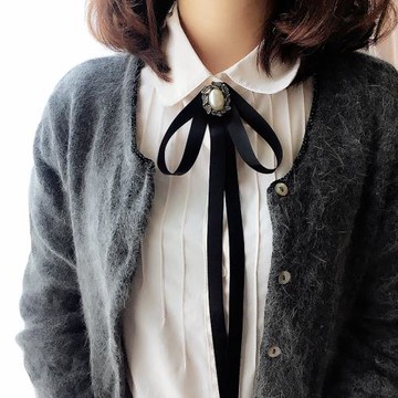 領結女復古英倫學院風蝴蝶結領花男女通用款襯衫配飾水鉆珍珠別針