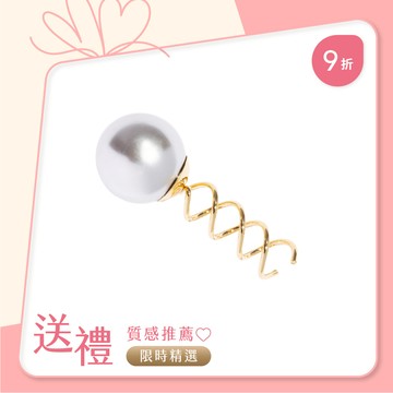 L. ERICKSON 珍珠螺旋髮叉〈淺灰色／金色〉