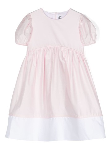 Il Gufo - puff-sleeves two-tone dress - kids - Cotton/Cotton/Elastane - 8 - Pink