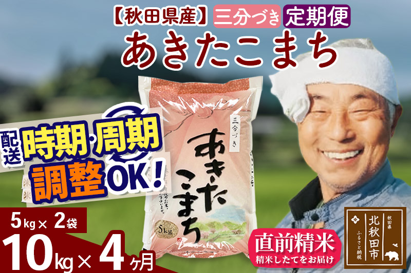 《定期便4ヶ月》あきたこまち 10kg (5kg×2袋) (三分づき) 令和4年産 秋田県産