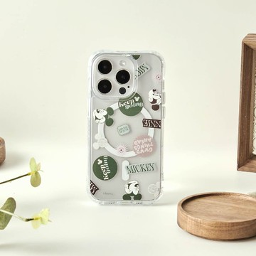 Disney Life-米奇與米妮貼紙風格抗黃防摔MagSafe iPhone手機殼