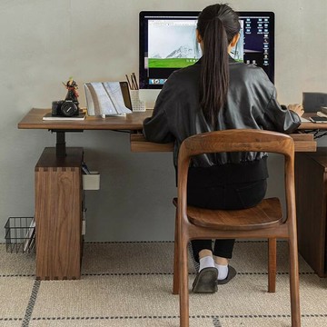 免運 公司貨 包安裝 電動升降桌 黑胡桃木電動升降桌可調節實木電競桌書房辦公電腦桌臥室學習桌子 可開發票 全館八折 工廠現貨直銷 新品特價 h11213