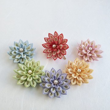 春色馬尾扣 髮圈 6色可選 Tsumami Zaiku 手工髮飾