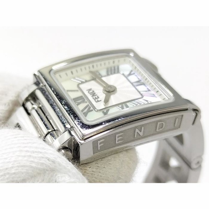 最適な価格 FENDIレディース腕時計 シェル文字盤クアドロ(ホワイト) （FENDI 時計