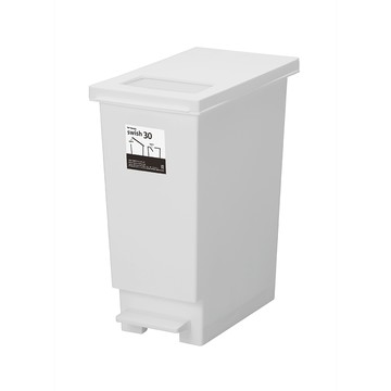 TONBO UNEED系列推蓋踩踏雙用型垃圾桶-純色系30L白色