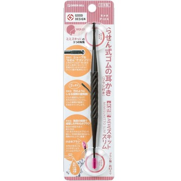 日本綠鐘匠之技專利附矽膠頭刷360°雙螺紋旋轉耳扒-粉色(G-2190)-雙包裝