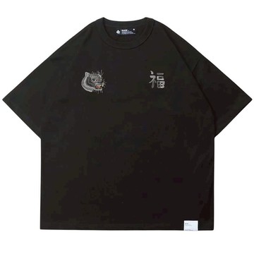 B-SIDE SOUVENIR TIGER WIDE TEE 福虎刺繡 寬版 短T (黑色)