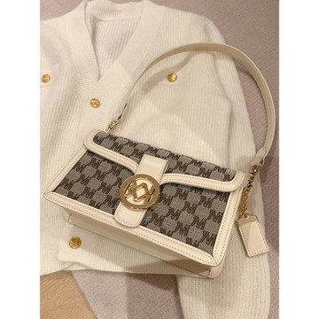 高級感輕奢小眾通勤老花腋下包包女式2025新款超火單肩斜挎法棍包