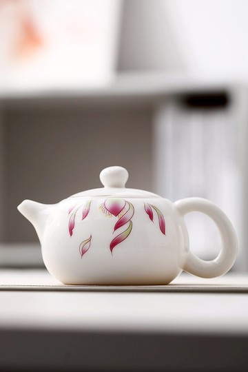 輕奢陶瓷單個茶壺客廳陶瓷功夫茶具套裝簡約白瓷把手單個泡茶喝器