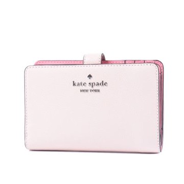 KATE SPADE 鵝卵石紋釦式雙折中夾-粉色