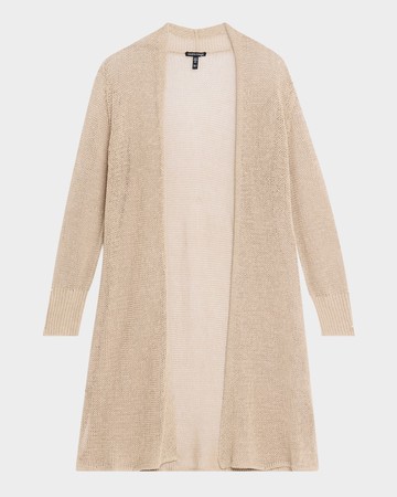 Knit Open-Front Long Cardigan
