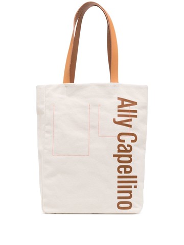 Ally Capellino - logo-print tote bag - men - Cotton - One Size - Neutrals