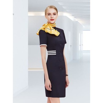 成都職業氣質空姐連衣裙女夏天高端美容師珠寶店售樓部前臺工作服