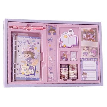 Mass 繽紛時光手帳貼紙禮盒 173件創意筆記套裝 奇幻旅行  1組  紫色