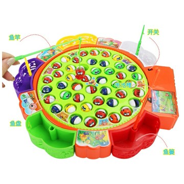 【玩具兄妹】現貨! 音樂 旋轉 電動釣魚盤 24隻魚 勾魚遊戲 桌遊 可多人玩耍 趣味聲光玩具 釣魚遊戲 釣魚玩具