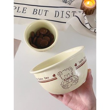 特別好看的碗家用單個奶油色陶瓷米飯碗可愛高顏值大碗面碗湯碗