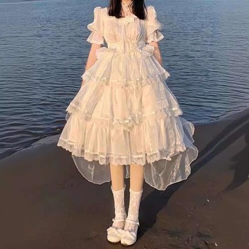 禮服成人短袖OP洛麗塔公主裙洋裝花嫁生成色三段式lolita連衣裙