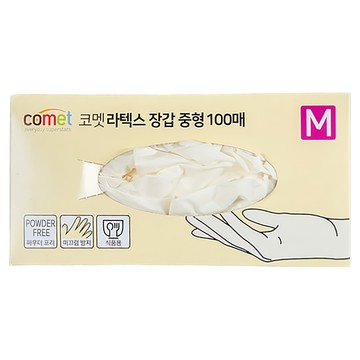 comet 合成橡膠手套 100個  M(230 x 95mm)  白色  1盒