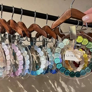 美甲展示色卡 衣架款 台灣現貨 圓形透明壓克力色板 圓環展示架 色號展示板 美甲工具 美甲店工具