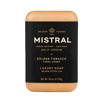 Mistral 金色菸葉 沐浴皂 250g-成熟男士香氛 奢華沐浴體驗  1個